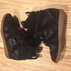 Isabel Marant Beckett Leather trimmed Suede Wedge